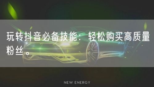 玩转抖音必备技能：轻松购买高质量粉丝。