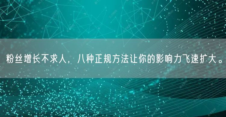 粉丝增长不求人，八种正规方法让你的影响力飞速扩大。
