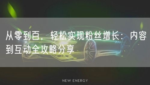 从零到百，轻松实现粉丝增长：内容到互动全攻略分享