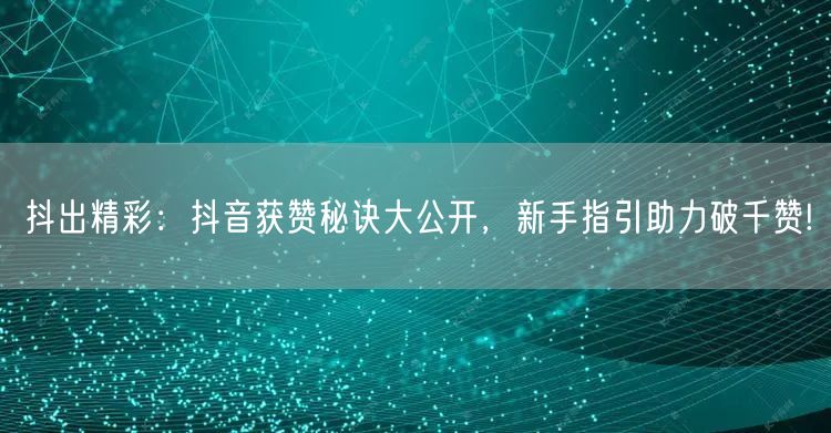 抖出精彩：抖音获赞秘诀大公开，新手指引助力破千赞!