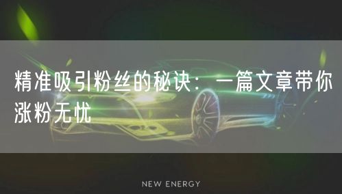 精准吸引粉丝的秘诀:一篇文章带你涨粉无忧