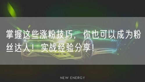 掌握这些涨粉技巧，你也可以成为粉丝达人！实战经验分享！