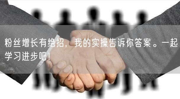 粉丝增长有绝招，我的实操告诉你答案。一起学习进步吧！