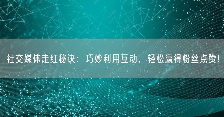 社交媒体走红秘诀：巧妙利用互动，轻松赢得粉丝点赞！