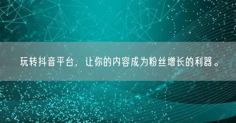 玩转抖音平台，让你的内容成为粉丝增长的利器。