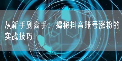 从新手到高手：揭秘抖音账号涨粉的实战技巧!