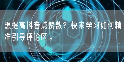 想提高抖音点赞数？快来学习如何精准引导评论区。
