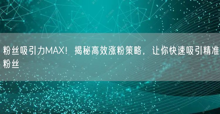 粉丝吸引力MAX！揭秘高效涨粉策略，让你快速吸引精准粉丝