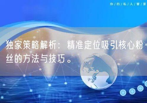 独家策略解析：精准定位吸引核心粉丝的方法与技巧。