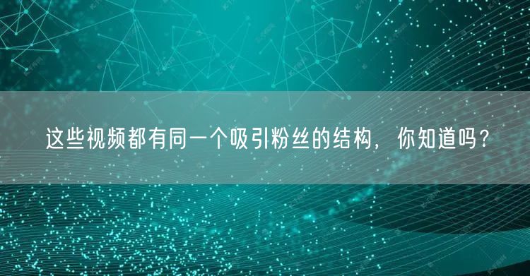 这些视频都有同一个吸引粉丝的结构，你知道吗？