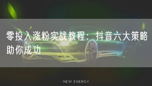 零投入涨粉实战教程：抖音六大策略助你成功