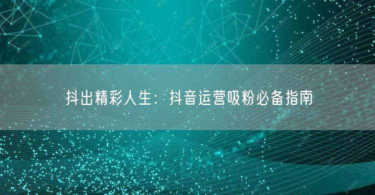 抖出精彩人生：抖音运营吸粉必备指南
