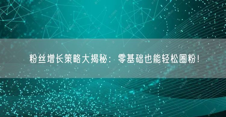 粉丝增长策略大揭秘：零基础也能轻松圈粉！