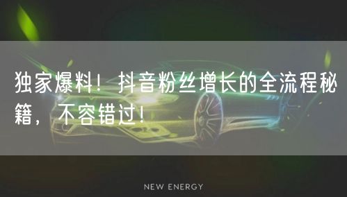 独家爆料！抖音粉丝增长的全流程秘籍，不容错过！