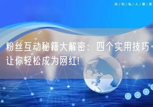 粉丝互动秘籍大解密：四个实用技巧让你轻松成为网红!