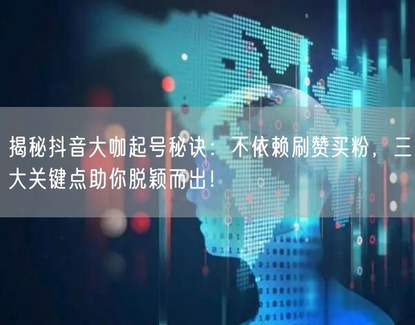 揭秘抖音大咖起号秘诀：不依赖刷赞买粉，三大关键点助你脱颖而出！