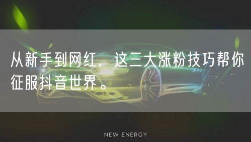 从新手到网红，这三大涨粉技巧帮你征服抖音世界。