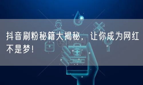 抖音刷粉秘籍大揭秘，让你成为网红不是梦！