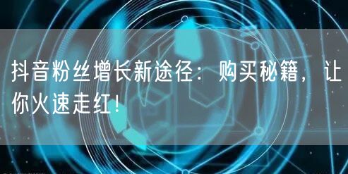 抖音粉丝增长新途径：购买秘籍，让你火速走红！