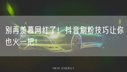 别再羡慕网红了！抖音刷粉技巧让你也火一把！