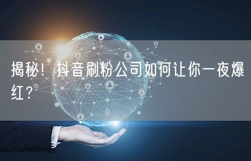 揭秘!抖音刷粉公司如何让你一夜爆红?