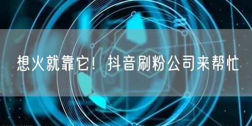 想火就靠它！抖音刷粉公司来帮忙