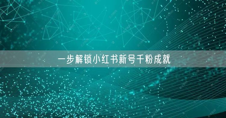 一步解锁小红书新号千粉成就