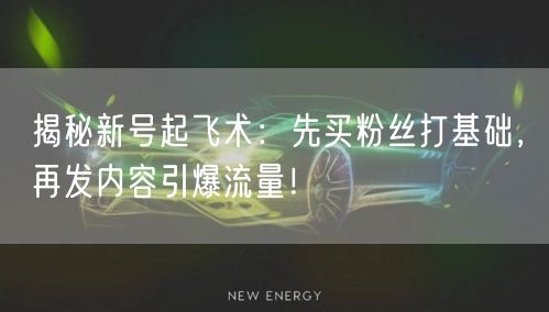 揭秘新号起飞术：先买粉丝打基础，再发内容引爆流量！
