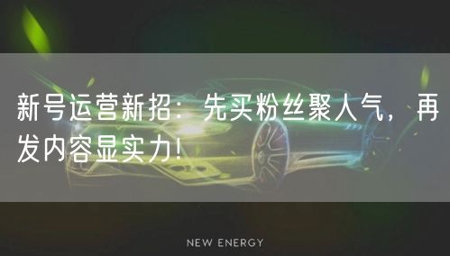 新号运营新招：先买粉丝聚人气，再发内容显实力！