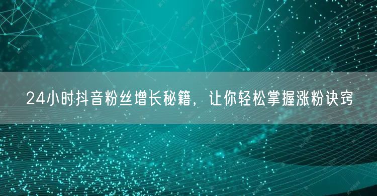 24小时抖音粉丝增长秘籍，让你轻松掌握涨粉诀窍