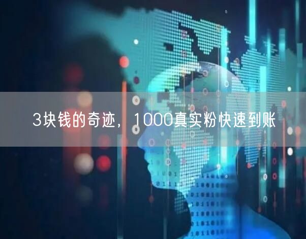 3块钱的奇迹，1000真实粉快速到账