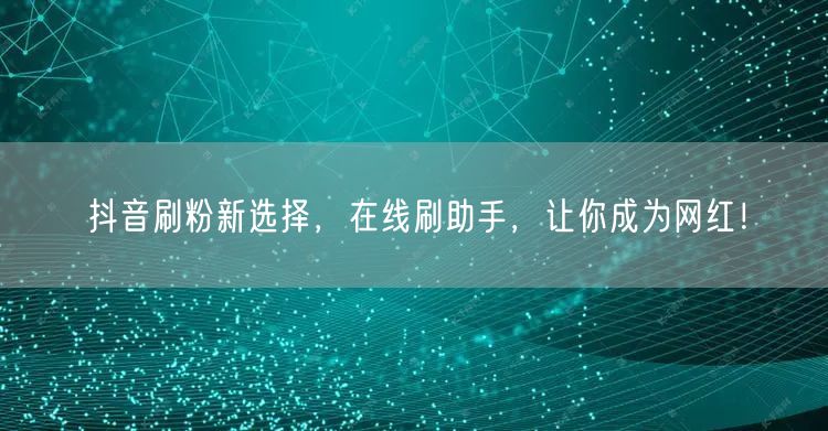 抖音刷粉新选择，在线刷助手，让你成为网红！