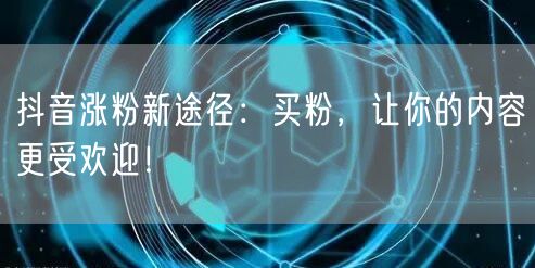 抖音涨粉新途径：买粉，让你的内容更受欢迎！