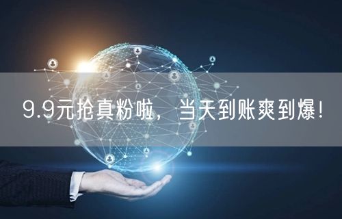9.9元抢真粉啦，当天到账爽到爆！