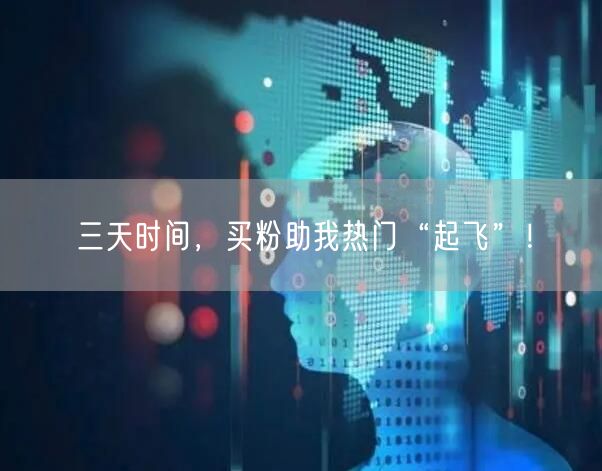 三天时间，买粉助我热门“起飞”！